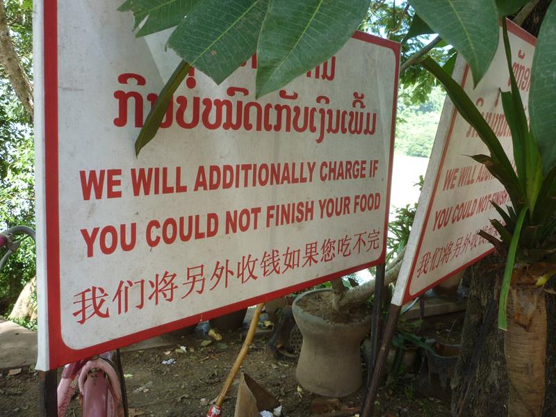 A sign outside one of the restaurants we decided *not* to eat at!