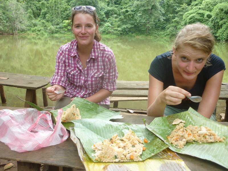 Fried rice in banana leaves