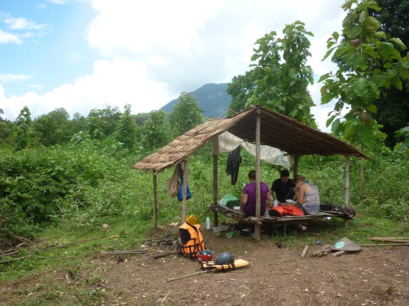 Lunch stop was a farmer's covered platform by her field